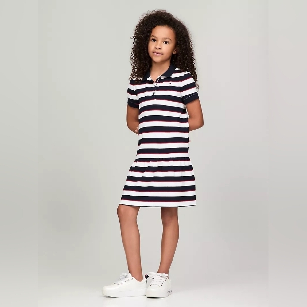 Tommy Hilfiger Girl'sClassic Striped Polo Dress Sporty Chic ~ Size 12-14 L